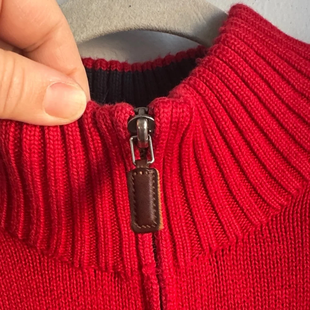 Ralph Lauren Bright Red Quarter-Zip Sweater size L